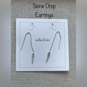 Stella & Dot Silver Seine Drop Earrings